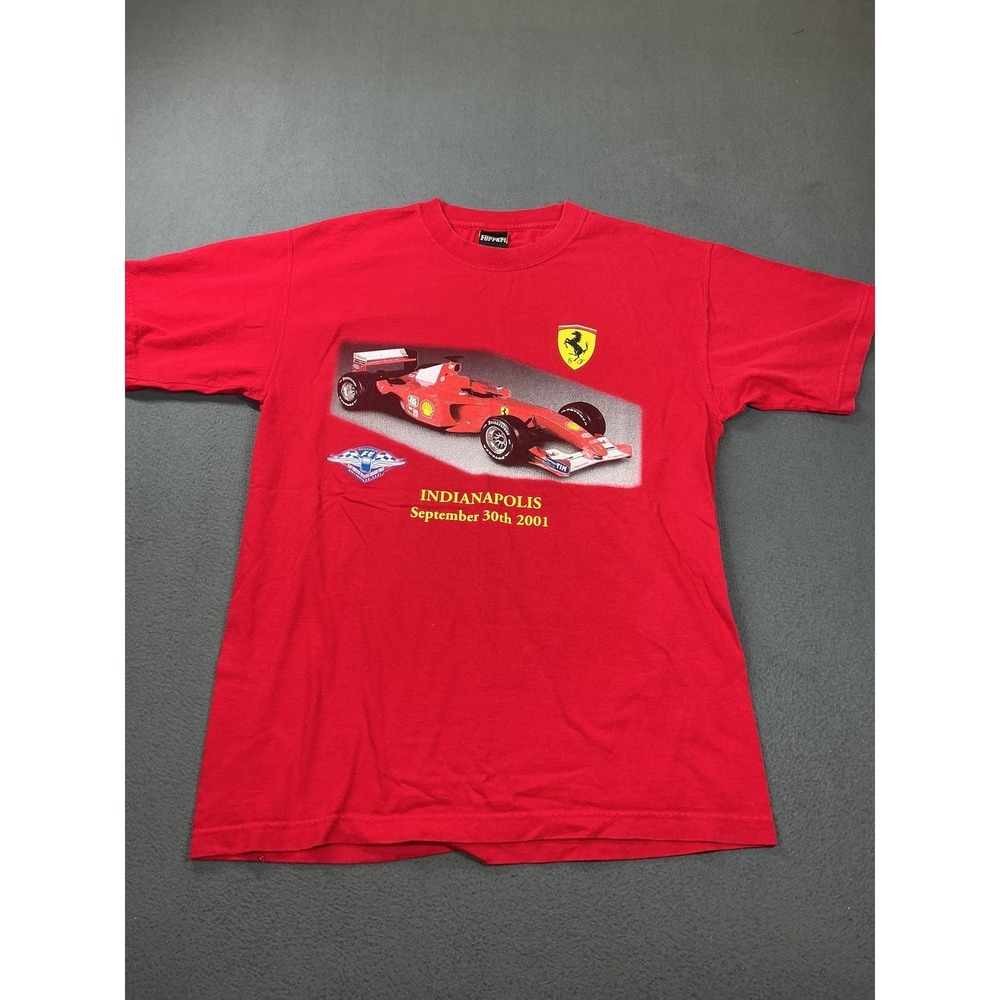 Vintage Ferrari Shirt Mens Large Red Racing Formula 1 Indianapolis GP 2001
